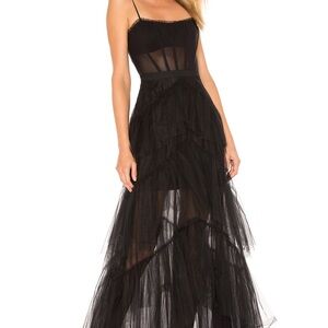 BCBGMaxAzria Sheer Black Maxi Dress - Corset Tulle Gown - Size 4